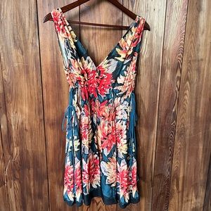Floral silk dress, adjustable